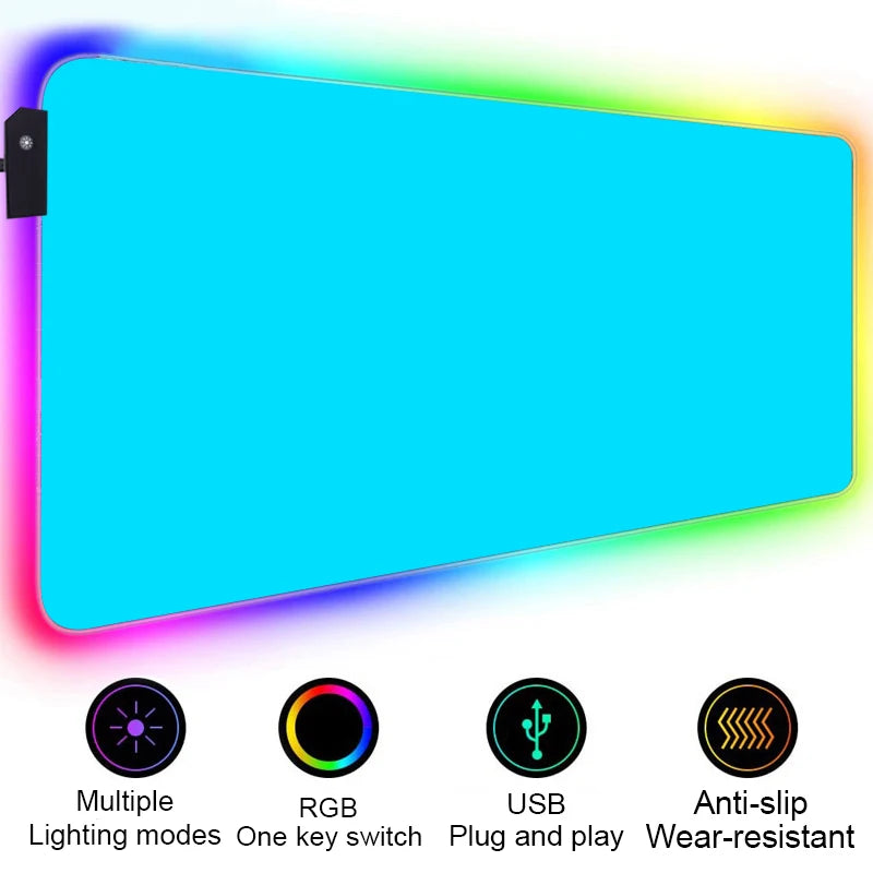HD Custom Mouse Pad RGB Pure White MousePad DIY LED Backlit Gamer Light 90x40cm Gaming Keyboard Large Colorful Deskmat Mouse Mat