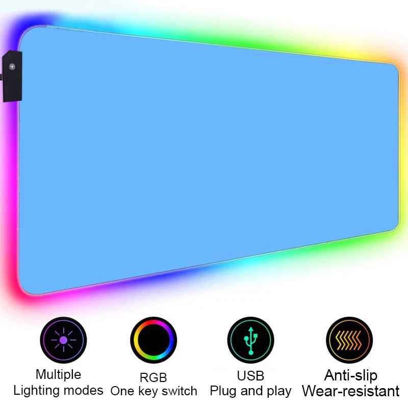 HD Custom Mouse Pad RGB Pure White MousePad DIY LED Backlit Gamer Light 90x40cm Gaming Keyboard Large Colorful Deskmat Mouse Mat