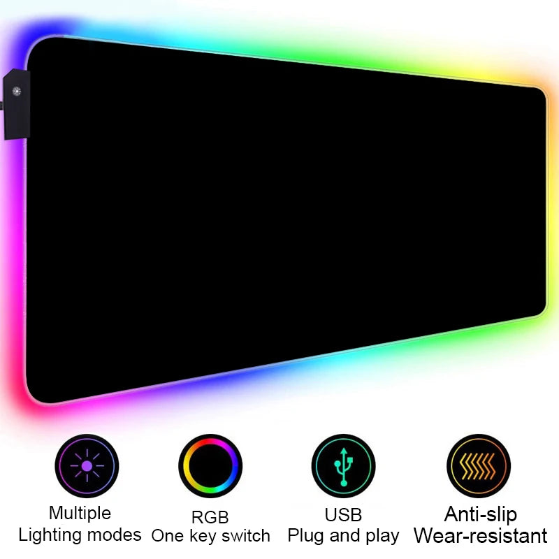 HD Custom Mouse Pad RGB Pure White MousePad DIY LED Backlit Gamer Light 90x40cm Gaming Keyboard Large Colorful Deskmat Mouse Mat