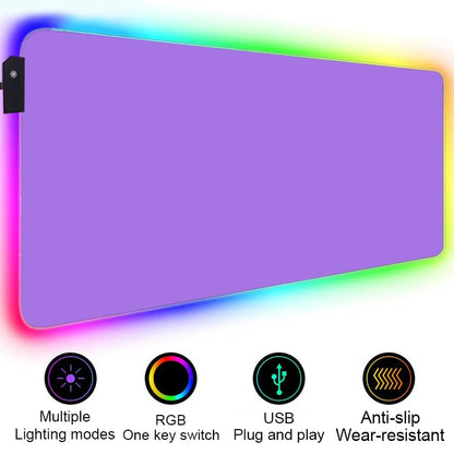 HD Custom Mouse Pad RGB Pure White MousePad DIY LED Backlit Gamer Light 90x40cm Gaming Keyboard Large Colorful Deskmat Mouse Mat