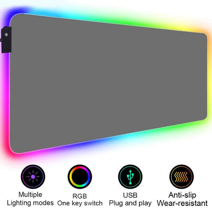HD Custom Mouse Pad RGB Pure White MousePad DIY LED Backlit Gamer Light 90x40cm Gaming Keyboard Large Colorful Deskmat Mouse Mat
