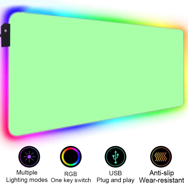 HD Custom Mouse Pad RGB Pure White MousePad DIY LED Backlit Gamer Light 90x40cm Gaming Keyboard Large Colorful Deskmat Mouse Mat