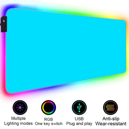 HD Custom Mouse Pad RGB Pure White MousePad DIY LED Backlit Gamer Light 90x40cm Gaming Keyboard Large Colorful Deskmat Mouse Mat